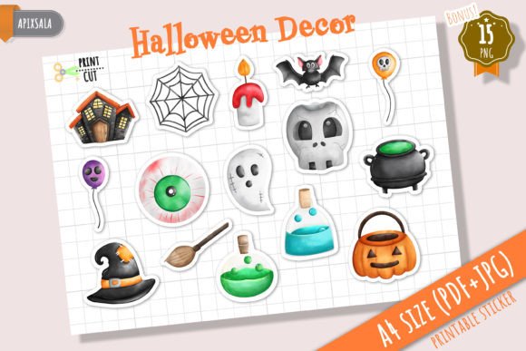 Download Cute Halloween Decor Printable Sticker - Premium Resources