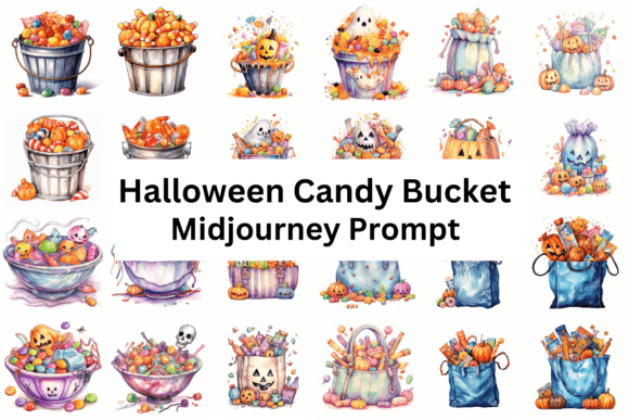 Download Watercolor Halloween Candy Buckets - Halloween candy Collection