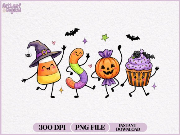 Download Halloween Candy Doodles Characters PNG - Halloween candy Collection