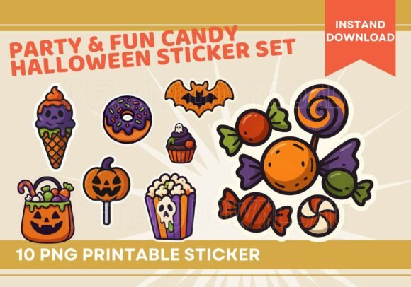 Download Cute Spooky Halloween Candy Sticker Set - Halloween candy Collection