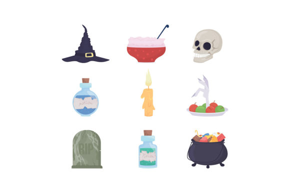 Download Halloween Decorations Semi Color Set - Halloween decor Collection